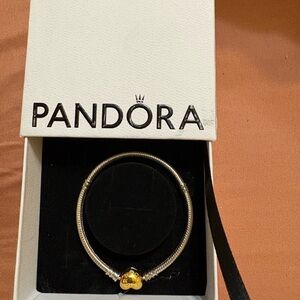 Pandora Silver Bracelet with Gold Heart Accent